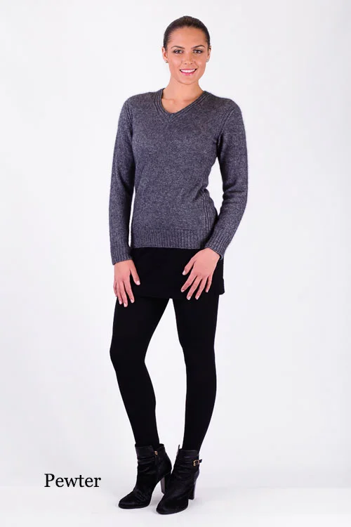 McDonald Textiles — Rib Detail V-Neck Jersey Pewter