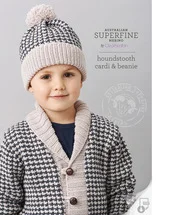 Cleckheaton knitting pattern for children houndstooth cardigan and beanie