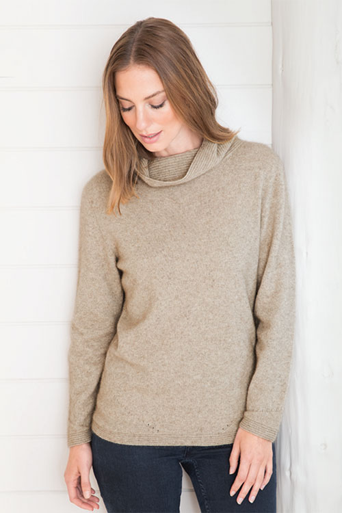 Merinosnug Cooma Roll Neck Jumper merino wool and eco fur