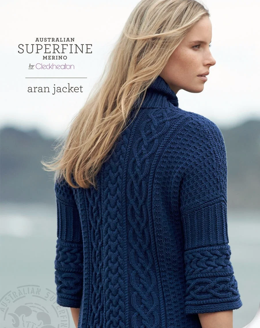 Cleckheaton woollen yarn knitting pattern for aran jacket