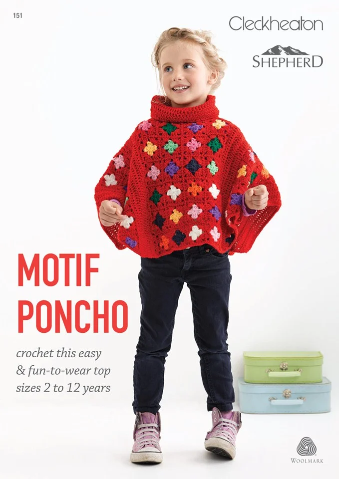 Cleckheaton shepherd crochet pattern for children's motif ponch