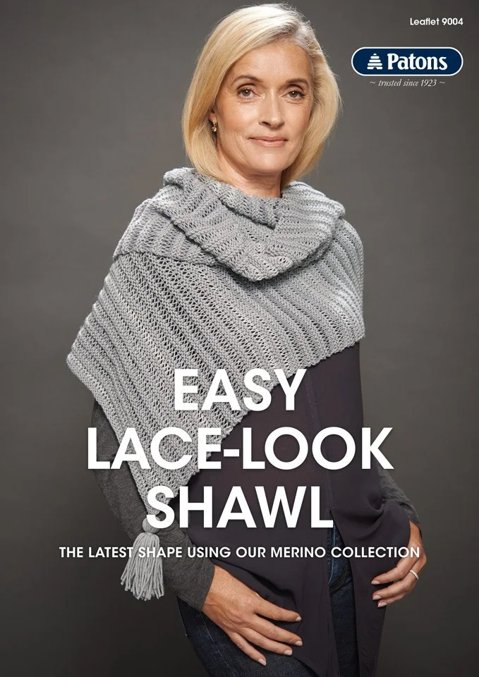Patons crochet pattern for easy-lace-look shawl for women