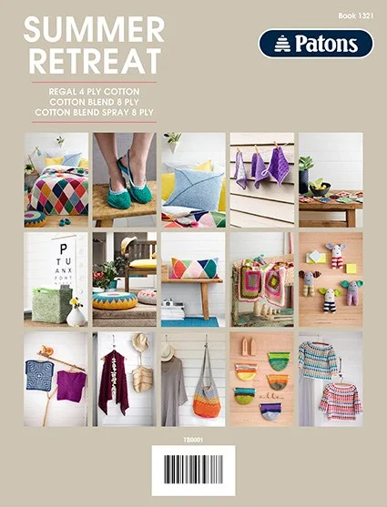 Patons Summer Retreat crochet pattern for colourful blankets and cushions book 1321