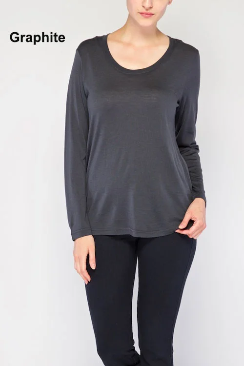Toorallie — Scooped Hem Merino Wool Top graphite