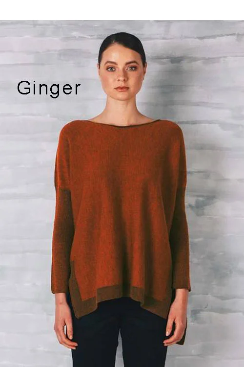 Uimi — Tabitha Two tone Jersey Jumper — 100% Merino Wool ginger
