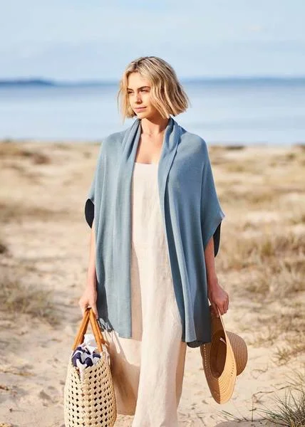 UImi — Sascha Cardigan cashmere cotton duck egg