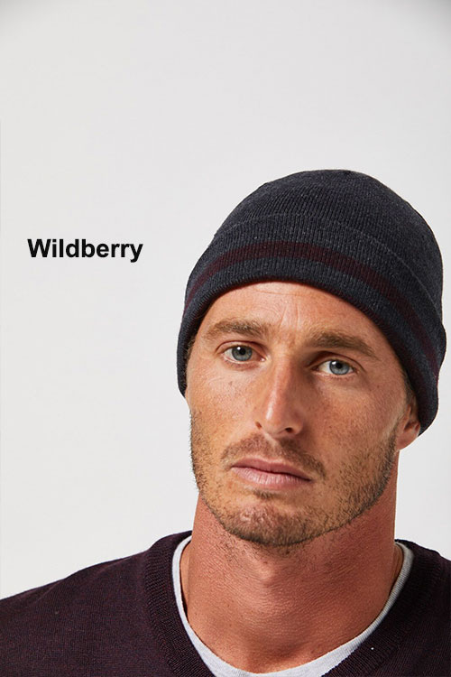 Toorallie — Reversible Beanie, Merino wool wildberry