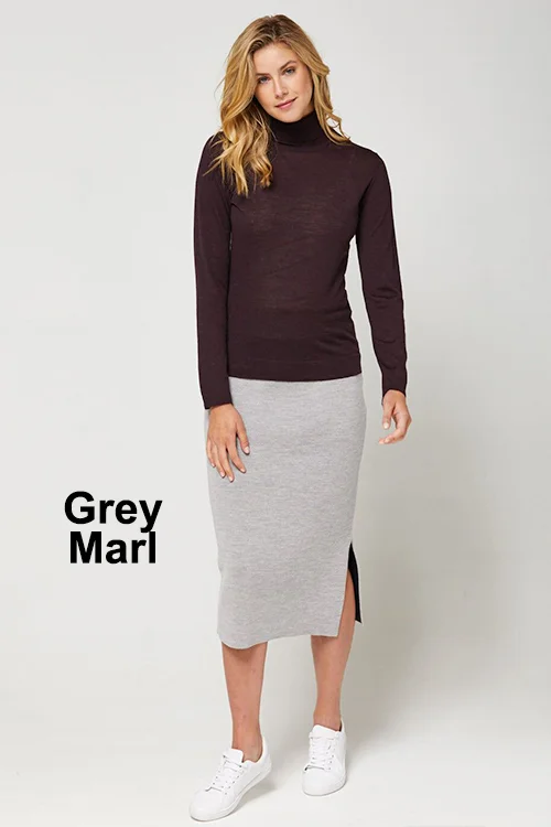 Toorallie — Strahan Merino Wool Skirt grey marl