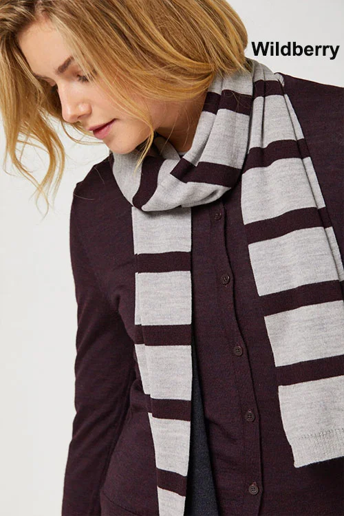 Toorallie — Uni Stripe Merino Wool Scarf wildberry