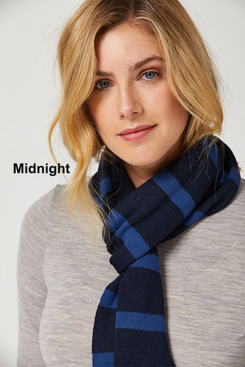 Toorallie — Uni Stripe Merino Wool Scarf midnight