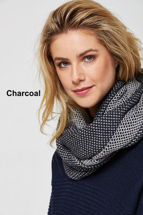 Toorallie — Mesh Loop Scarf (Merino Wool) charcoal