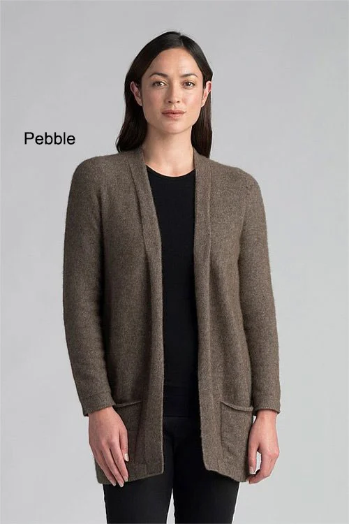 Merinomink™ Hokitika Cardigan — Merino Wool and Possum Fur pebble