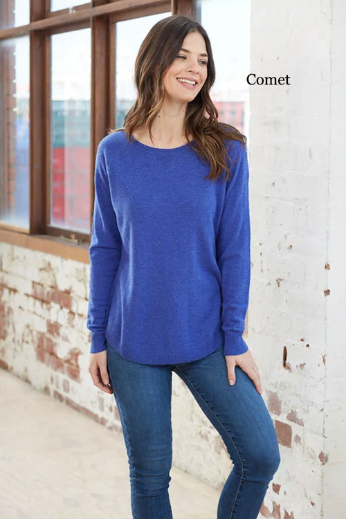 Bridge & Lord — Vee Detailed Curved Hem Pullover (Merino wool and Cashmere) comet