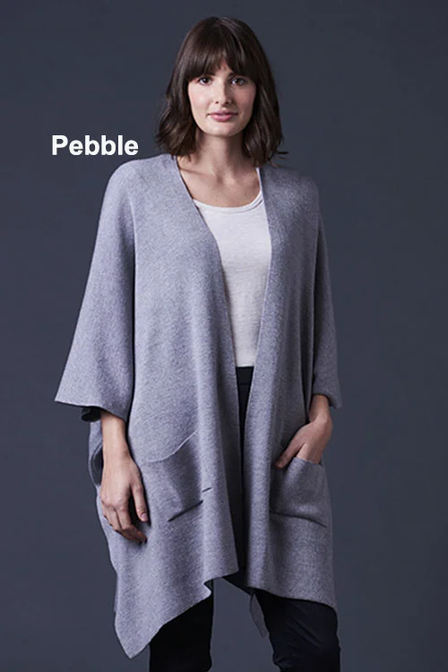 Uimi — Corinne Duster Drape Jacket (100% Merino wool) pebble