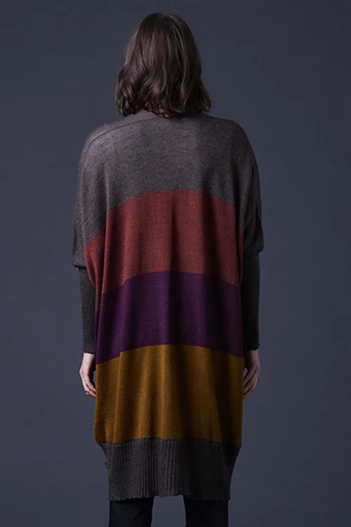 uimi — Piper Cardigan (100% Merino wool) plum back view