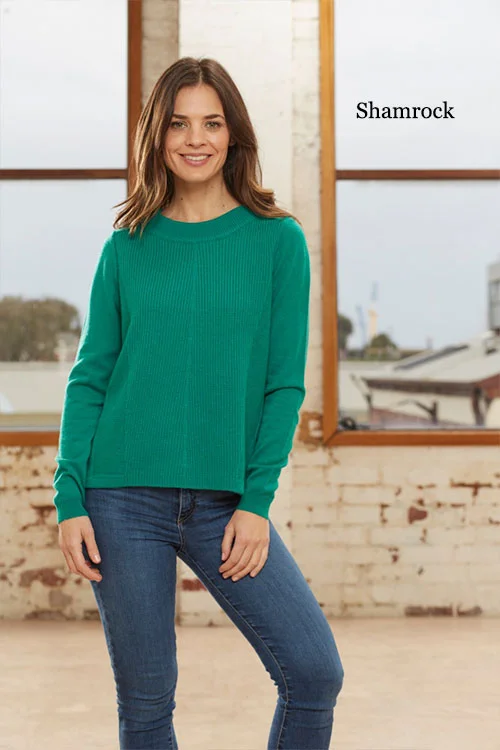 Bridge & Lord — Ribbed Crew-neck Pullover (Merino wool, cashmere) BL9604 shamrock