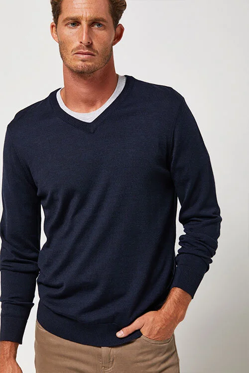 Toorallie — Fine Vee Neck Jumper (Sty. 851) charcoal