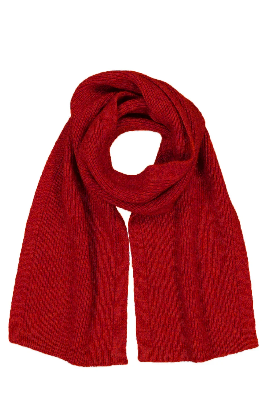 McDonald Textiles fine rib scarf in the red colour variant.