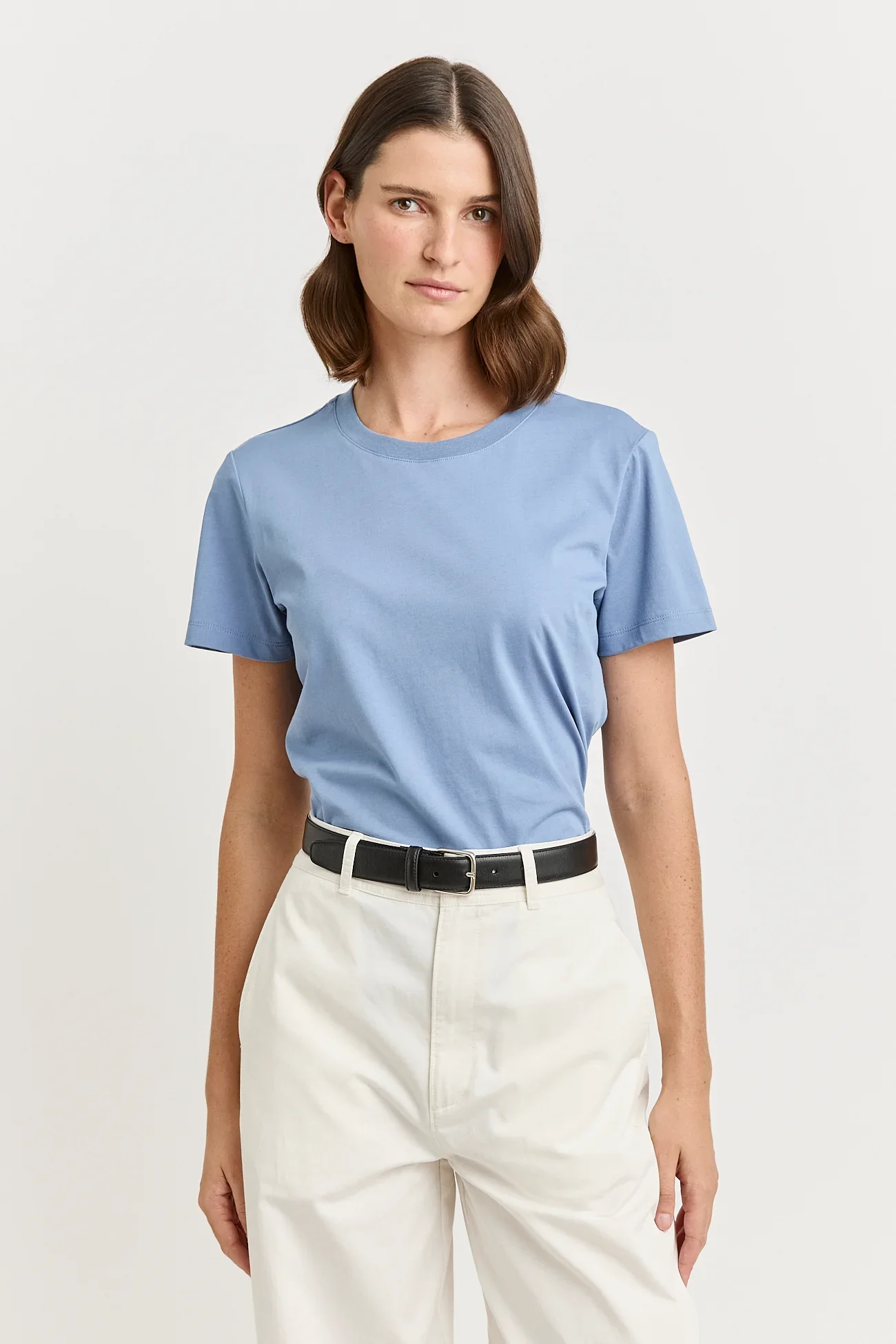 Mist (pale blue) colour variant of the organic cotton tee from Toorallie