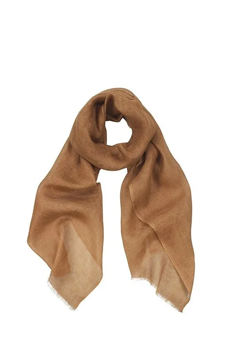 Tan colour variant of the linen scarf by DLUX