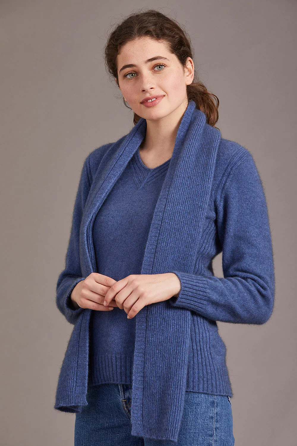 McDonald Textiles | Fine Rib Scarf (Merino Wool, possum fur, silk)