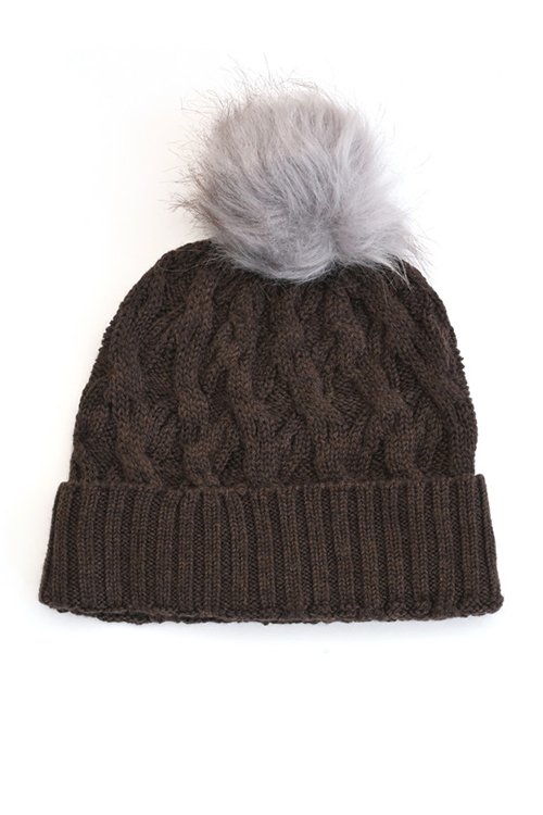 Chocolate brown colour variant in the Mabel Pom Pom Beanie from uimi knitwear