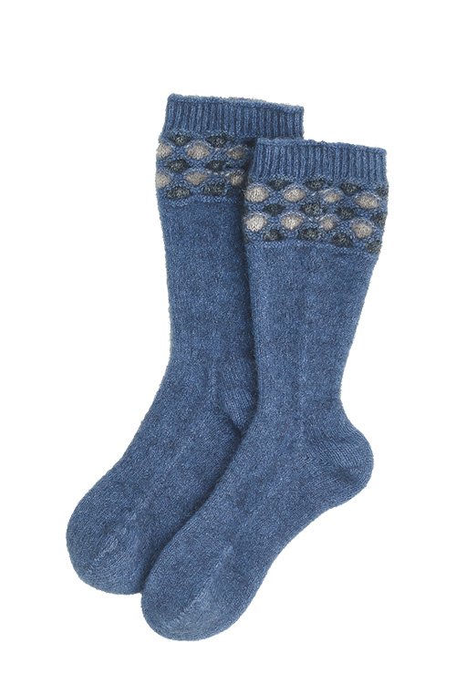 McDonald Textiles — Wave Trim Socks (Possum, Merino, Silk) orchid blue colour variant