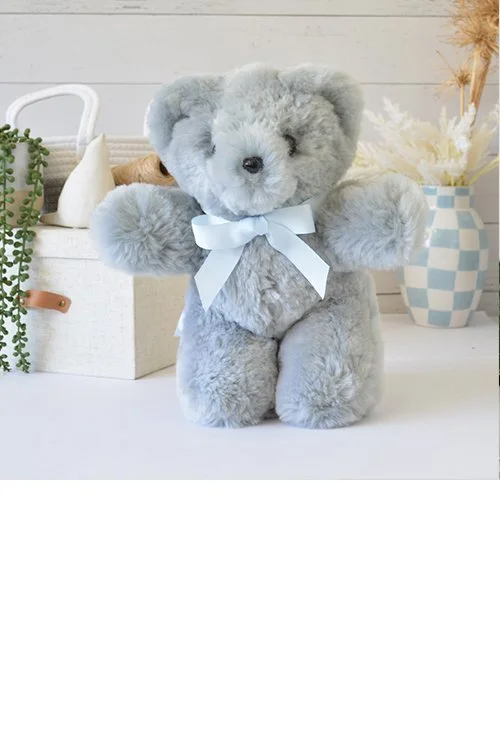 Silver fox colour variant of the Tambo Teddies  Basil Teddy Bear made from 100% Wool / Sheepskin