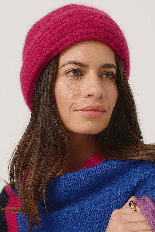 Merinomink™ Felted Hat — Merino Wool and Possum Fur Lupin rich pink colour