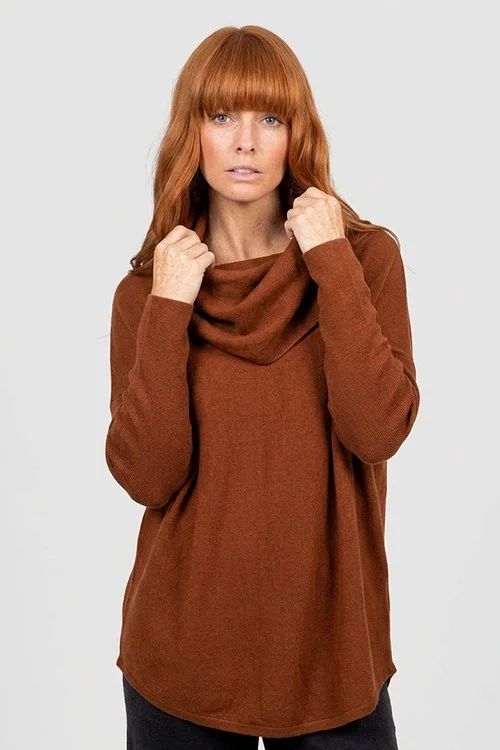 Bridge & Lord — Essential Curved Hem Cowl Neck Jumper (Merino wool & Cashmere) BL6653