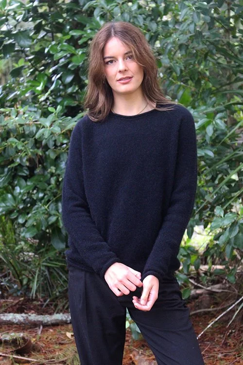 Lothlorian | Scroll Jumper (Merino + Possum fur)  black colour variant