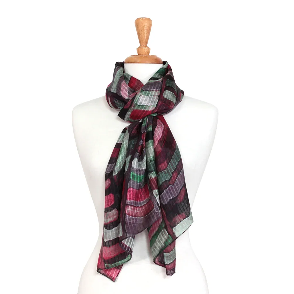 Raspberry colourway of the Jumble Painterly scarf by DLUX
