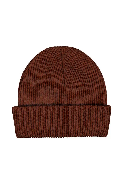 McDonald Textiles Fine Rib Hat, made from Merino Wool, possum fur, silk, in the Spice colour variant