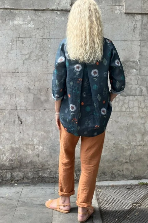 Back view of Acorn pattern in the Ramie Maria top. Made in Australia by Jiva.