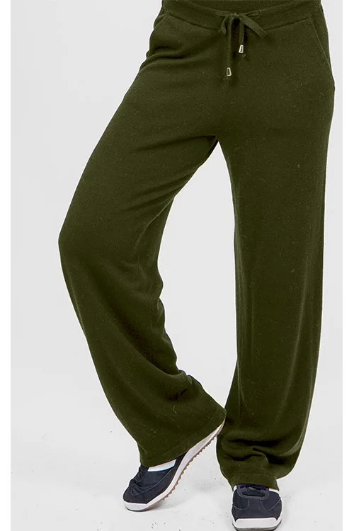 Olive colour variant of the Wide Leg Pant from Bridge & Lord.