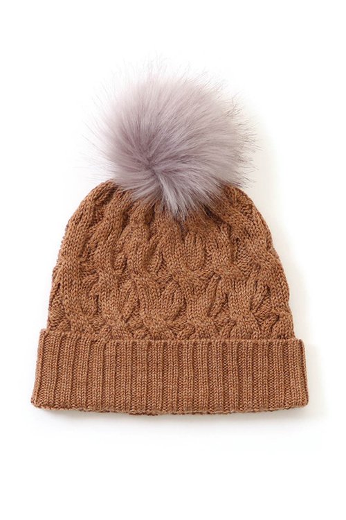 Mabel beanie made by uimi knitwear with 100% merino wool. Gingerbread brown colour variant.
