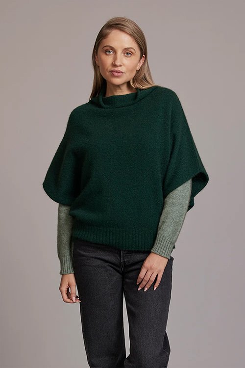 McDonald Textiles | Shrug Sweater (Merino wool, Possum Fur, Mulberry Silk) forest green colour variant