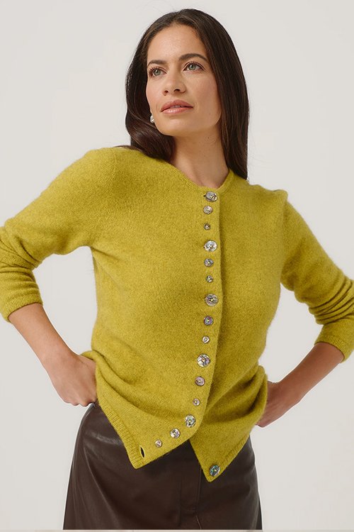 MerinoMink™ Shell Cardigan — Merino Wool and Possum Fur Golden Pearl colour variant