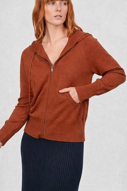 oman wearing the Cognac (rich brown) colour variant of the Hayley Hoodie.