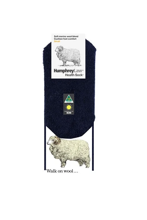 Navy colour variant of the Humphrey Law cushioned wool sock