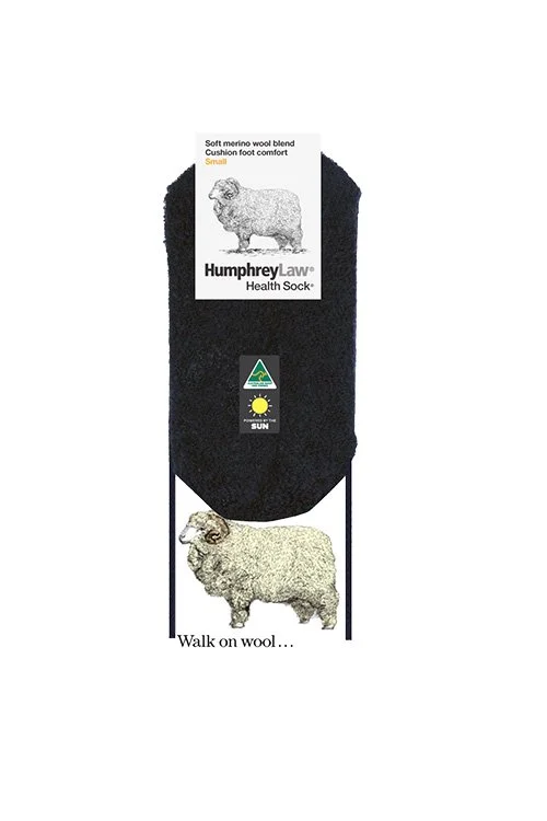 Black colour variant of the Humphrey Law cushioned wool sock