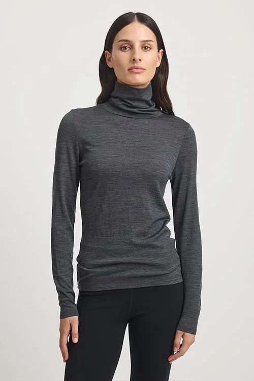 Merino Wool Turtleneck Grey Turtleneck Sweater Women's