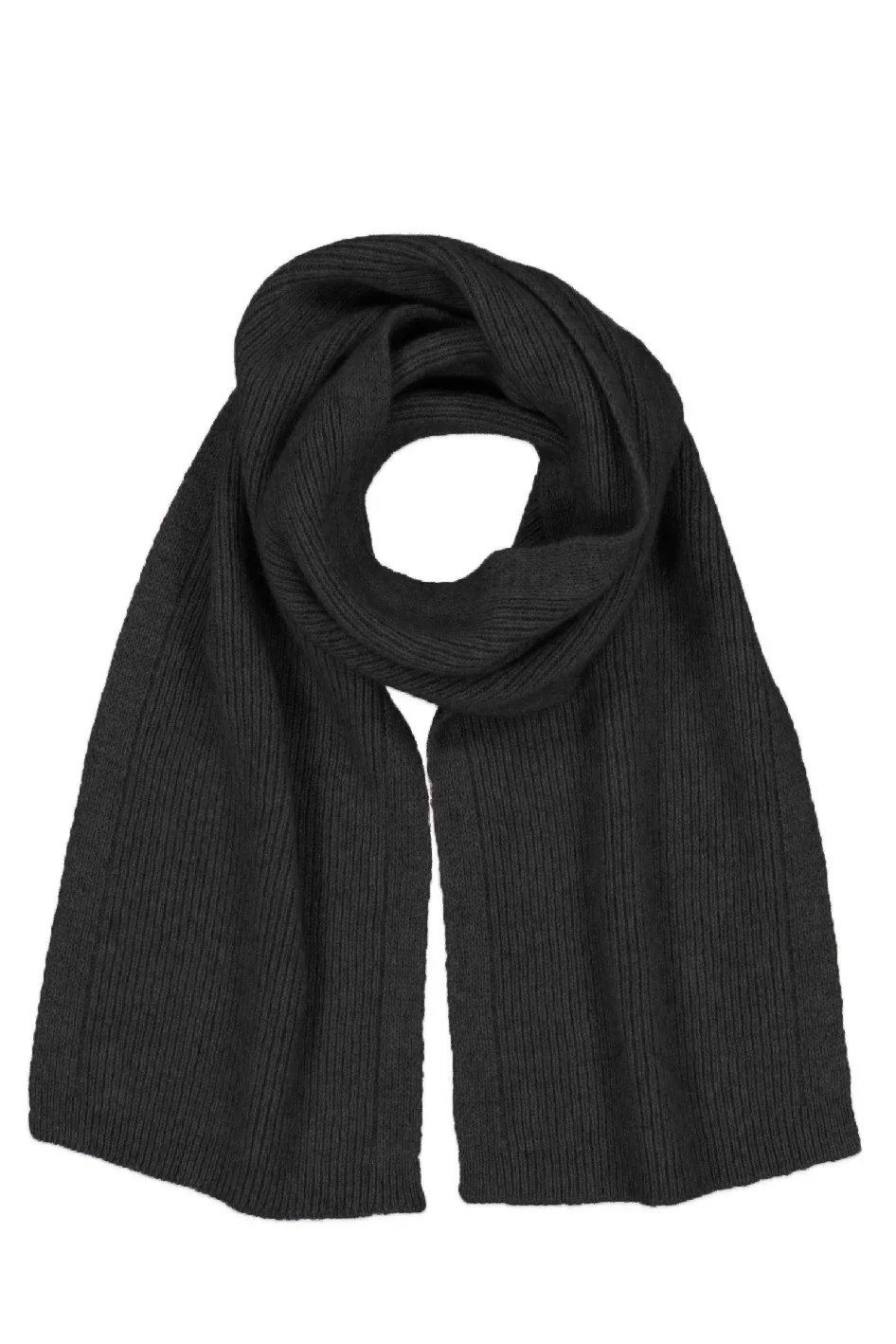 McDonald Textiles fine rib scarf in the charcoal grey colour variant.