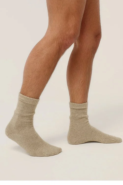 Latte (beige) colour variant of the Merinomink Fine Socks made from Merino Wool and Possum Fur