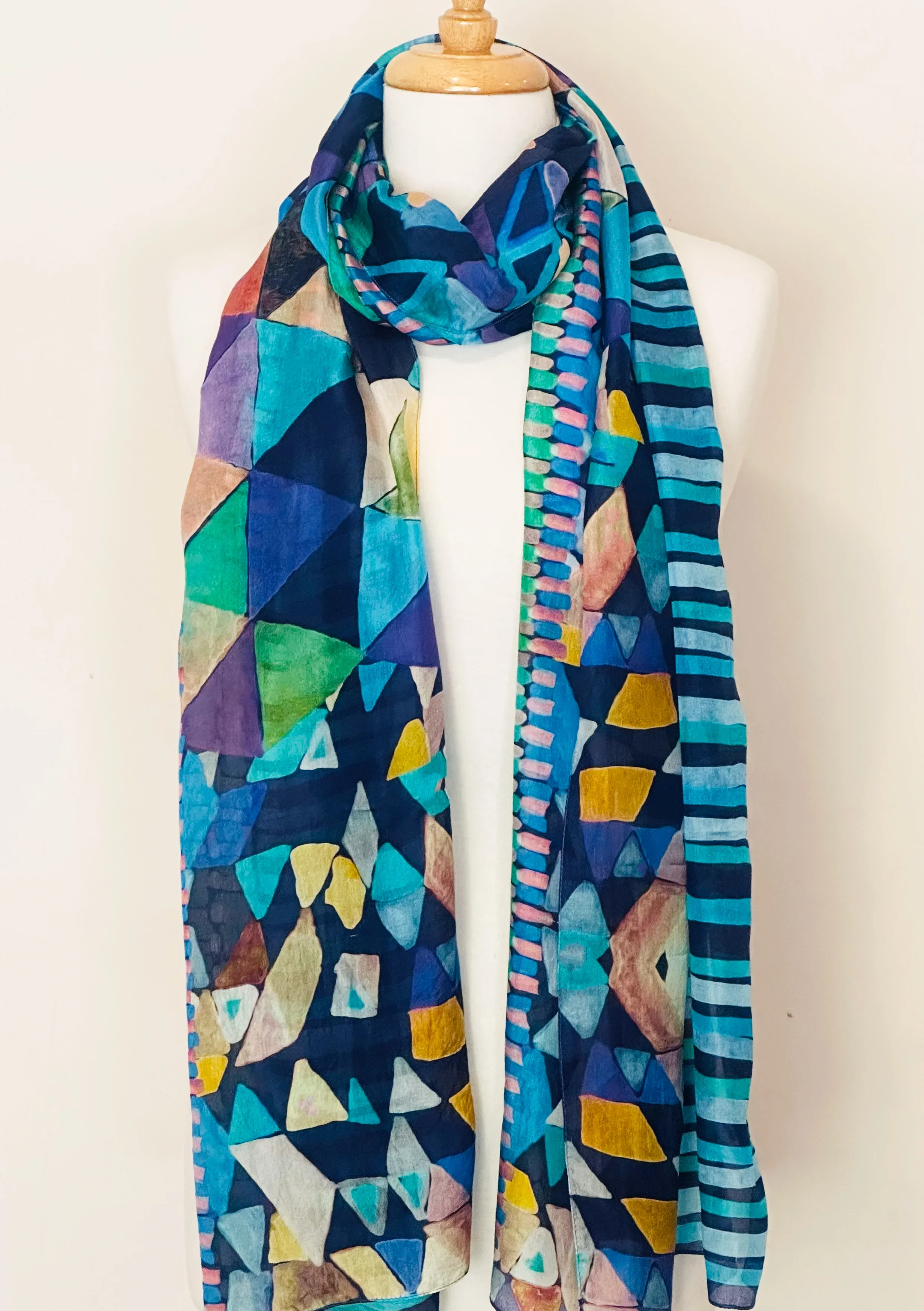Navy colourway variant of the Tessera silk scarf from DLUX
