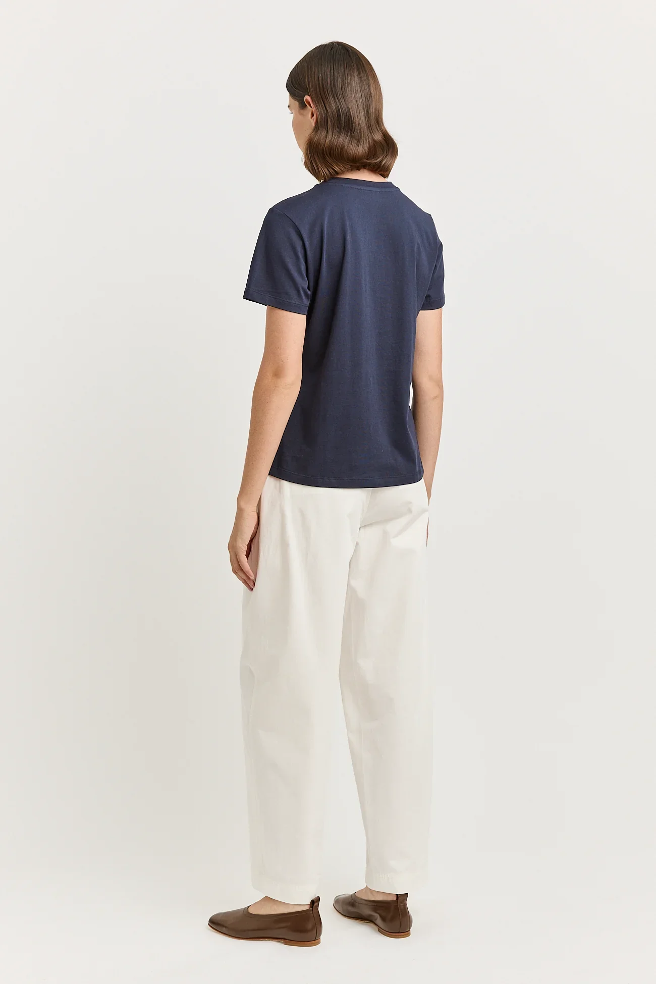 Back view of the Navy blue colour variant of the organic cotton tee from Toorallie