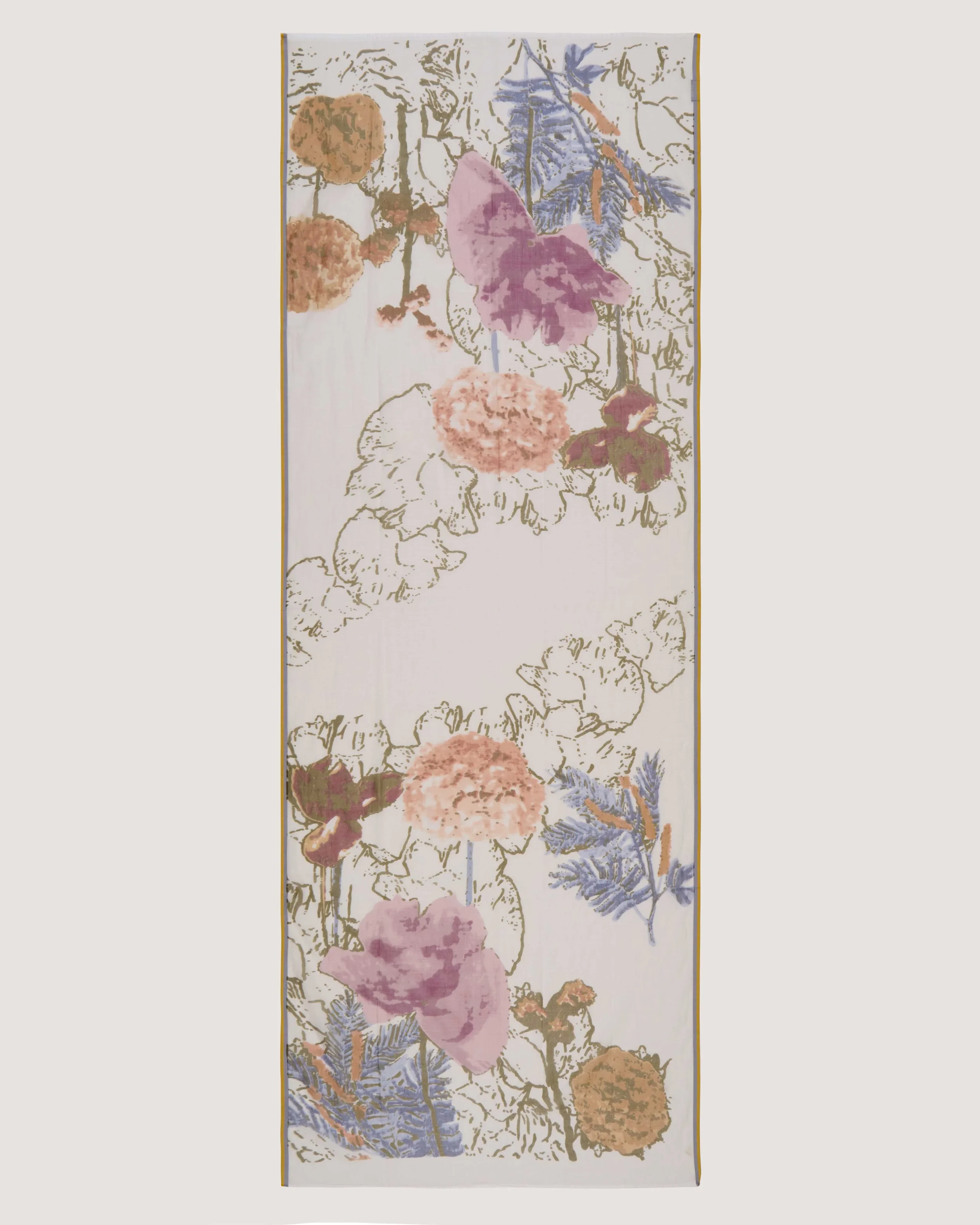Full image of the Spring Foliage Hand-Printed Scarf in floral designs in multiple pastel colour made from Cotton and Silk by DLUX