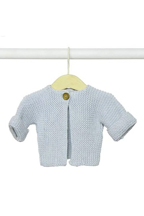 Baby blue colour variant in the DLUX — Elf Baby Cardigan knitted from cotton