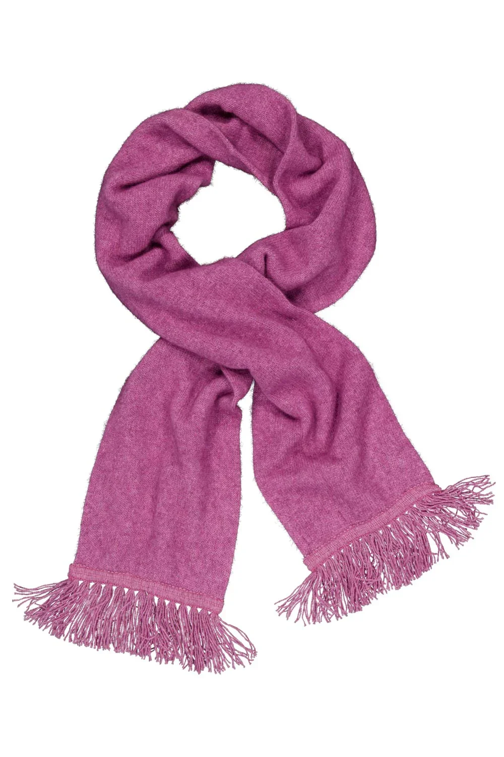 the heather (pink) colour variant of the McDonald Textiles Tubular Scarf made from Merino Wool, possum fur, silk