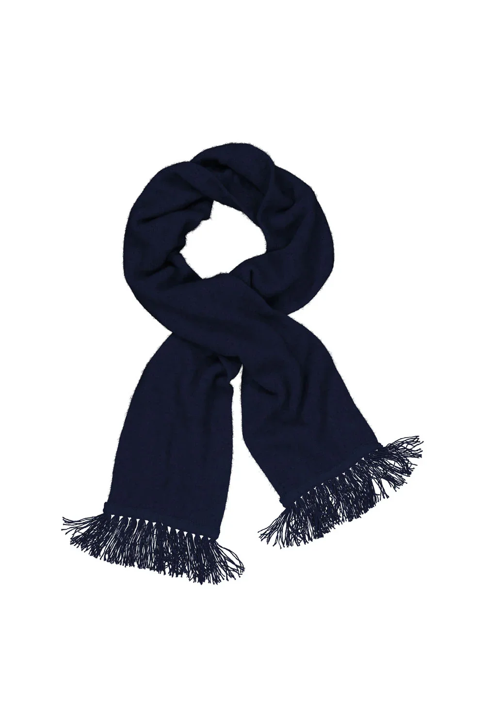 the navy blue colour variant of the McDonald Textiles Tubular Scarf made from Merino Wool, possum fur, silk